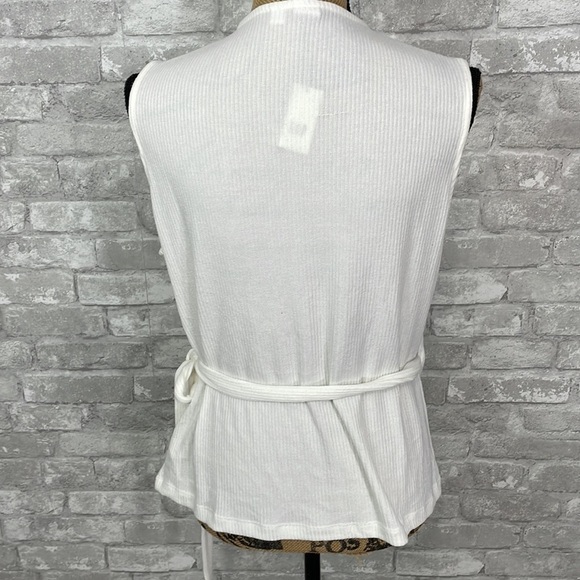 Gap Ribbed Sleeveless Wrap Sweater With Belt - Picture 3 of 6